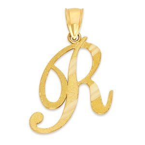 10k Solid Gold Letter R Initial Pendant - Personalized Jewelry Gifts for Her